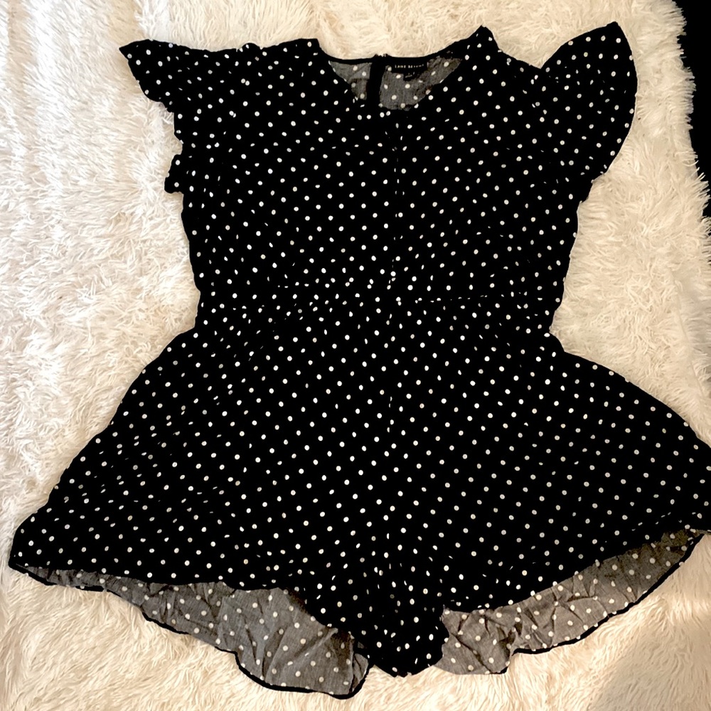 Lane Bryant b&w polka dot romper